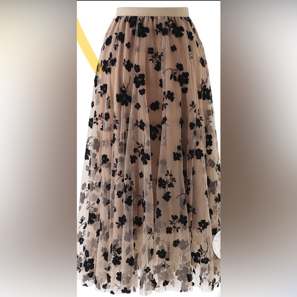 Chic Wish floral tulle skirt
